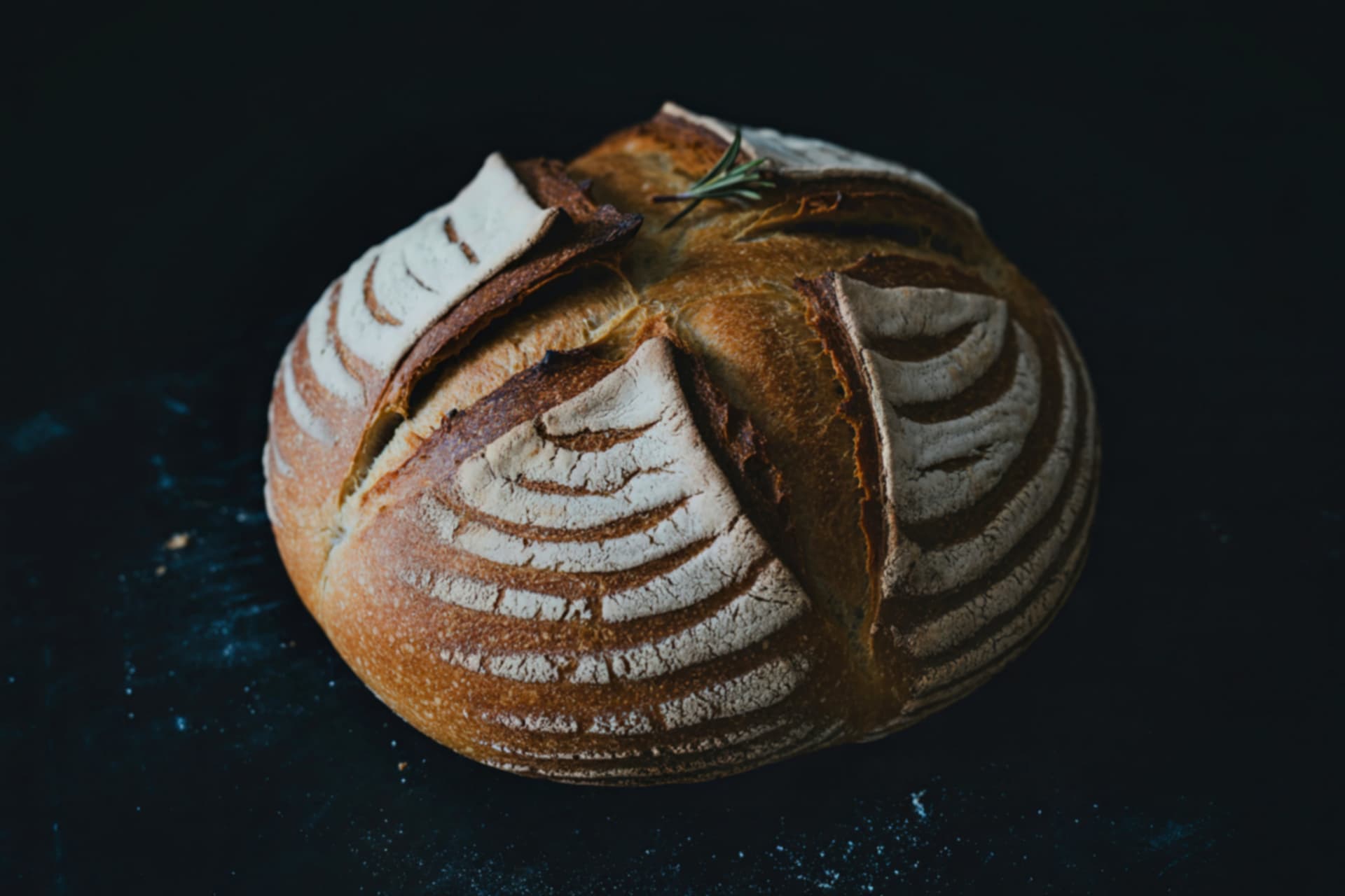 A freshly baked sourdough loaf